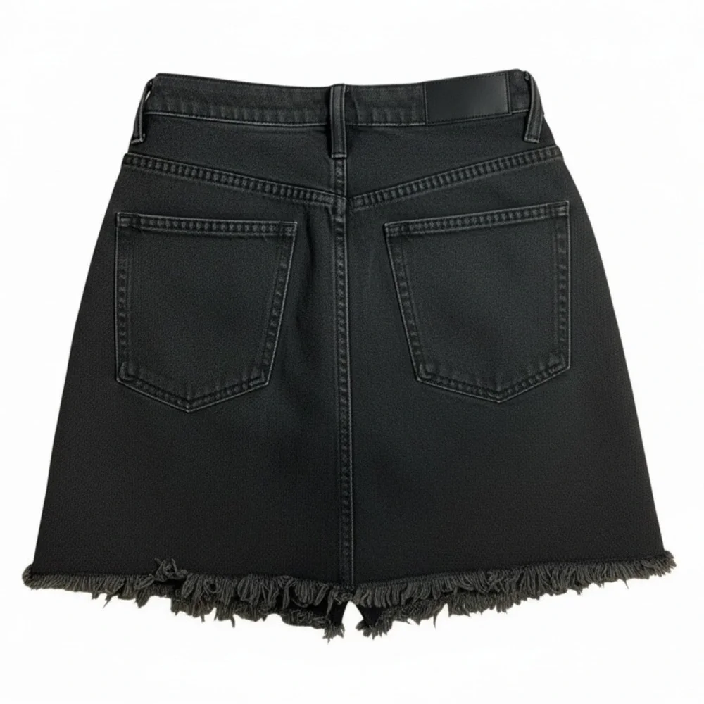 2 pc Madewell Textured Top & Frisco Black A-Line Denim Skirt Raw‎ Hem S/27